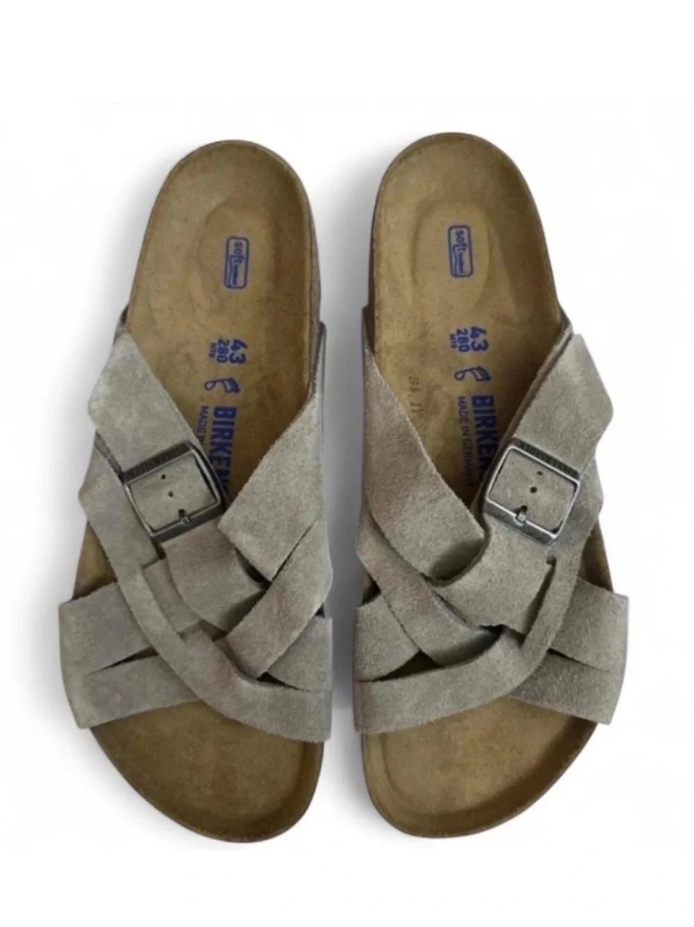 Birkenstock Lugano Stone Coin Suede Crisscross Sandals Size EU 43/US Men 10-10.5